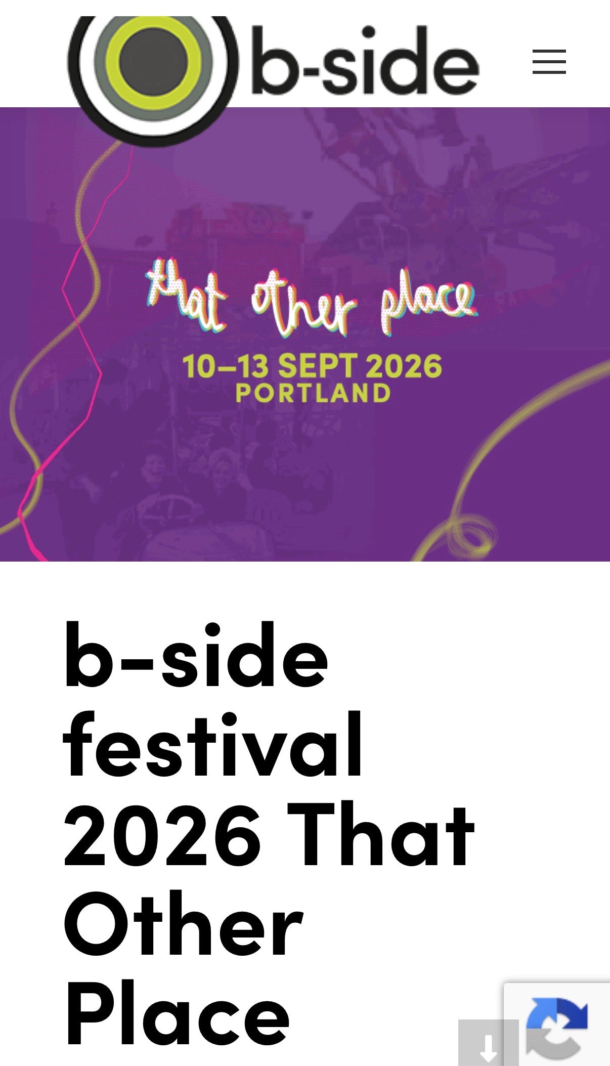 A poster adventure the b-side festival taking place between Thursday 10th and Sunday 13th of September on Portland. This year the title is ‘That other place’