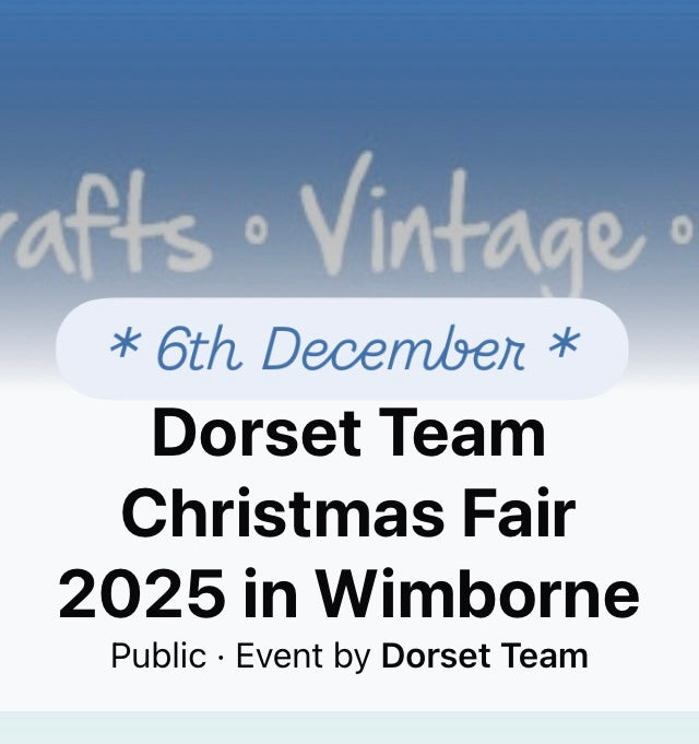 Advertisement for Dorset Team Christmas Fair 2025 in Wimborne with a vintage-style 'Crafts Vintage' logo.