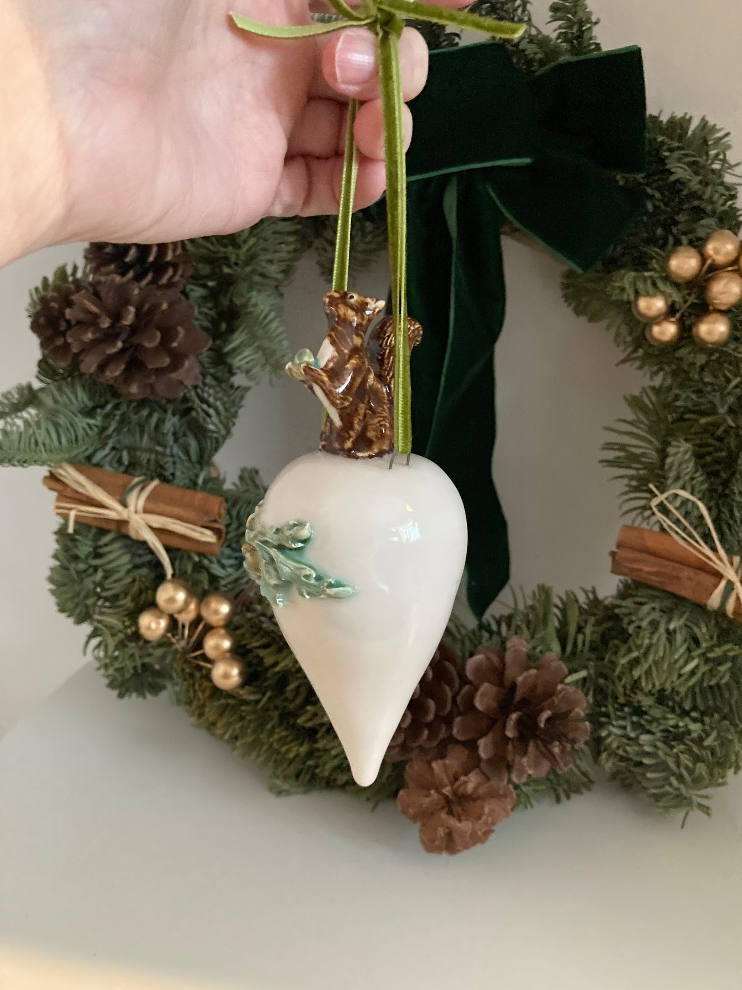 Squirrel bauble Original sculpture by blind artist